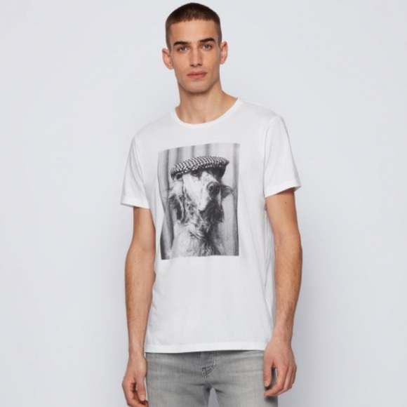 Hugo Boss Other - NEW Men’s Hugo Boss Dog Tee T Shirt Cotton Jersey White Hat Irish Setter Casual